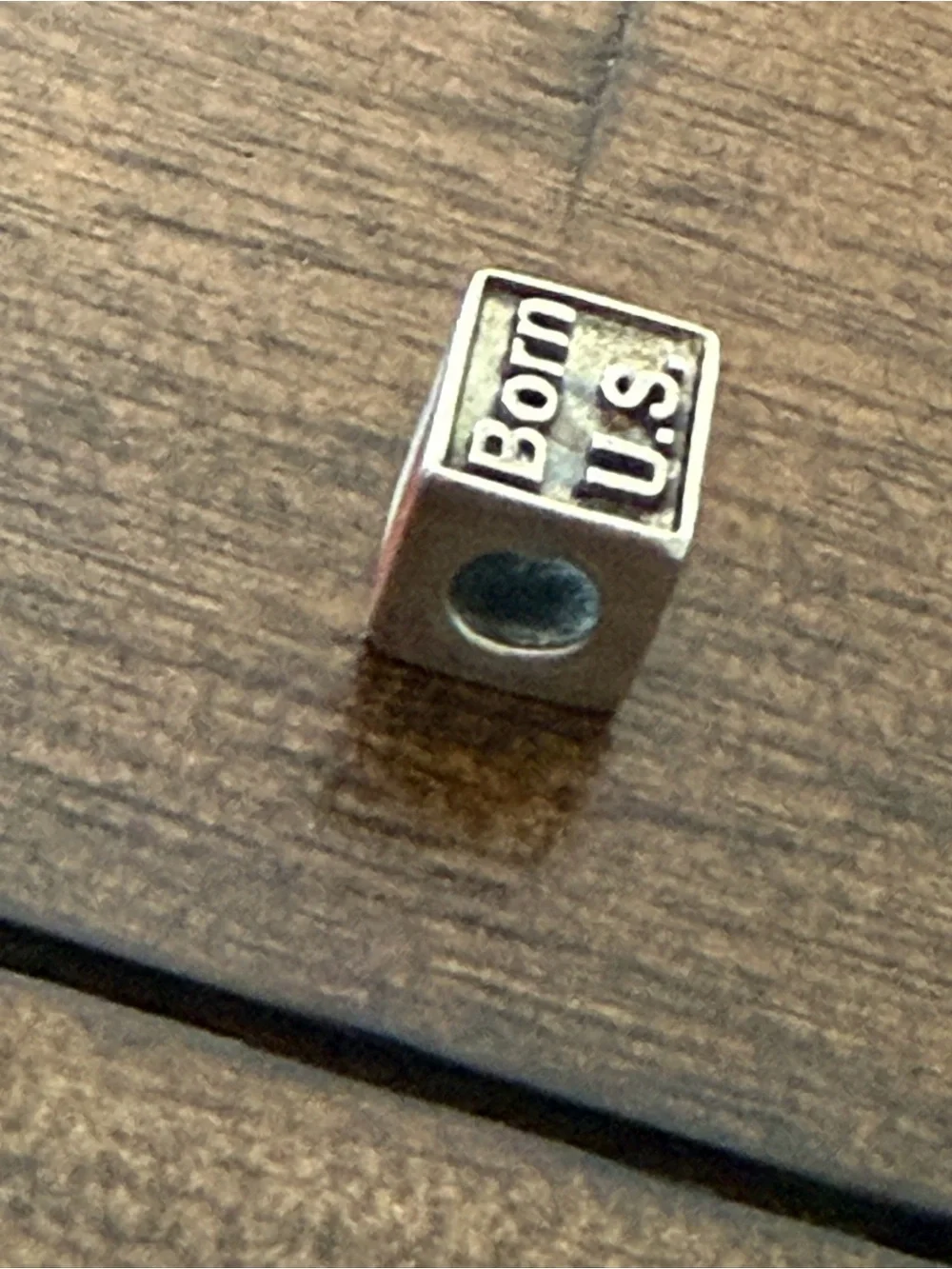 BORN USA United States Flag 100% IRISH Silver Tone Bead Charm NOT PANDORA